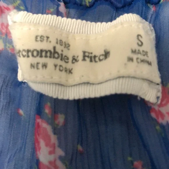 🫎 ABERCROMBIE  SHEER FLORAL ROYAL BLUE BLOuSE - Picture 4 of 6